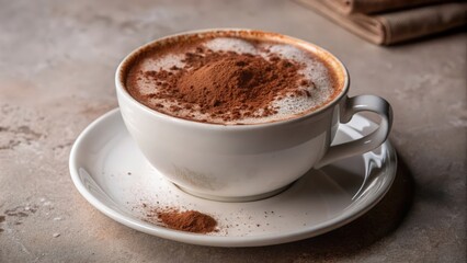 Fototapeta premium A cup of coffee with a cocoa powder topping