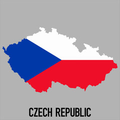 map of czech republic with flag, vector illustration