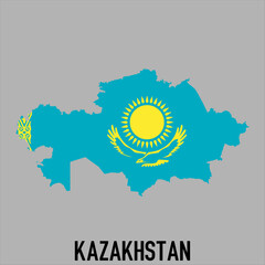 map of Kazakhstan with flag, vector illustration