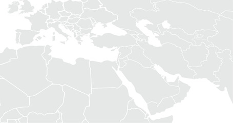 Fototapeta premium Middle East Map.for website layouts,background,education, precise,customizable,Travel worldwide,map silhouette backdrop,earth geography, political,reports.Grayscale style ,isolated on white background