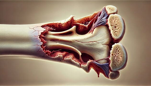 Illustration of a Compound Open Fracture in Bone