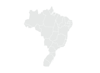 Map of Brazil.for website layouts,background,education, precise,customizable,Travel worldwide,map silhouette backdrop,earth geography, political,reports. Grayscale style ,isolated on white background.