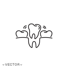 extraction tooth icon, tooth doctor, removal wisdom teeth, thin line symbol isolated on white background, editable stroke eps 10 vector illustration