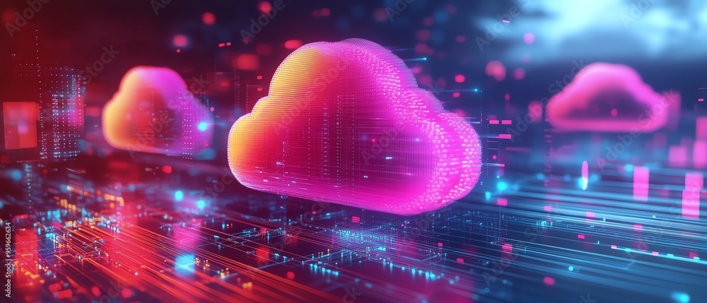 Poster cloud computing concept in modern flat design