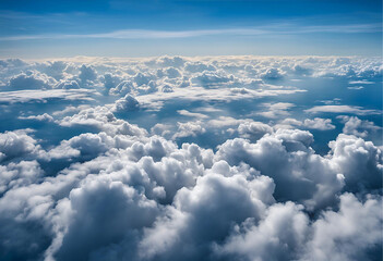Aerial View of White Fluffy Clouds in Blue Sky