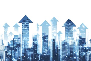 Cityscape with Arrows: Growth and Progress