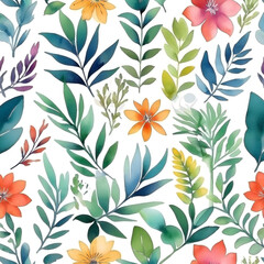 seamless Watercolor Pattern using botanical elements.