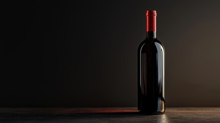 Sophisticated Red Wine Bottle on Moody Dark Background