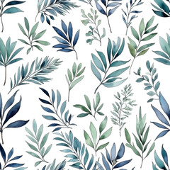 seamless Watercolor Pattern using botanical elements.