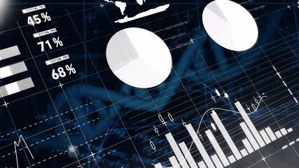 Graphs and charts animation over DNA strand and scientific data - Powered by Adobe