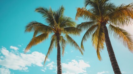 Palm Trees Under a Sunny Sky