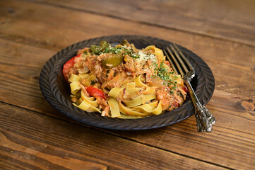 ラタトゥイユのフェットチーネパスタ