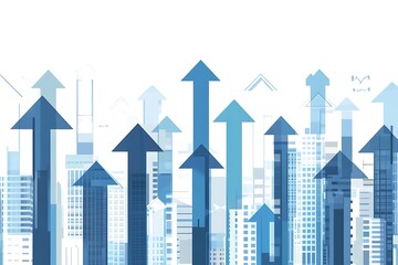 Fototapeta premium Abstract Cityscape with Arrows Pointing Upwards