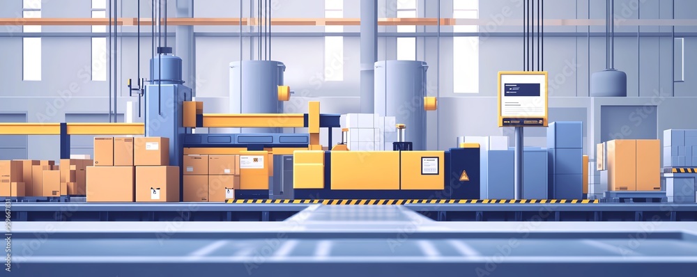 Poster concept of workflow optimization through automation, highlighting industrial processes with checkbox