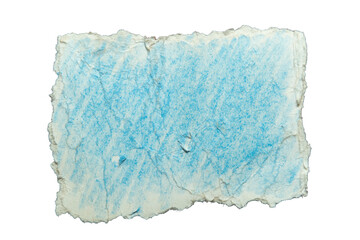 Torn paper with blue color pencil paint