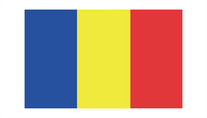 Close-up of vector graphic of blue, yellow and red national flag of African country of Chad.