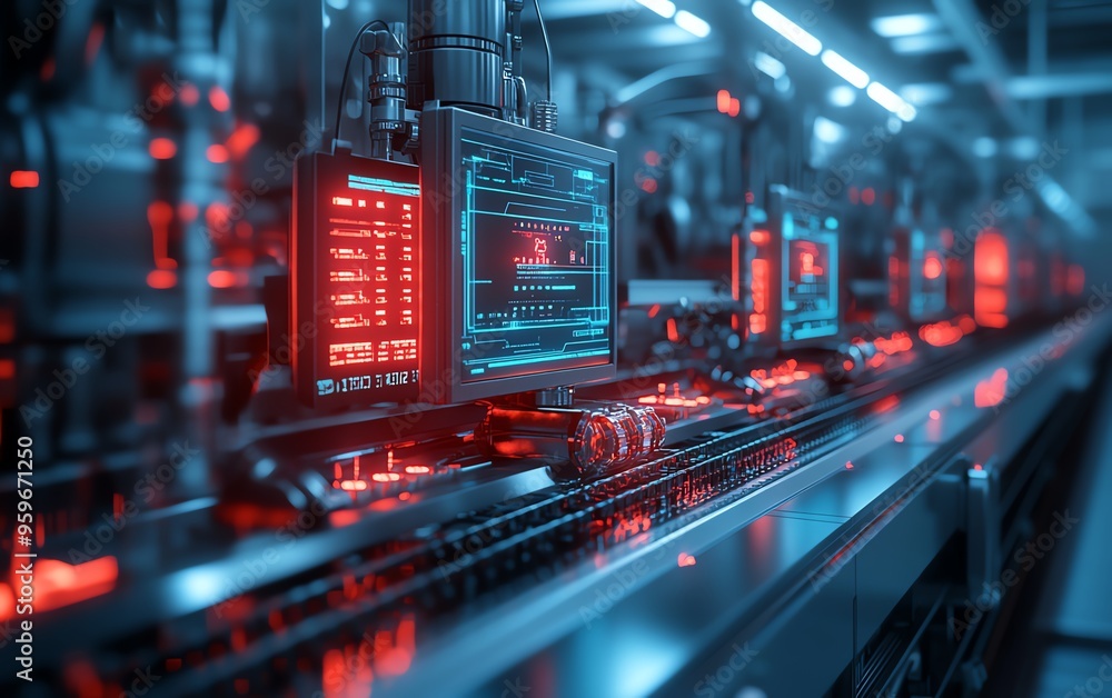 Poster detailed image of automation concept, featuring industrial business process workflow optimization wi