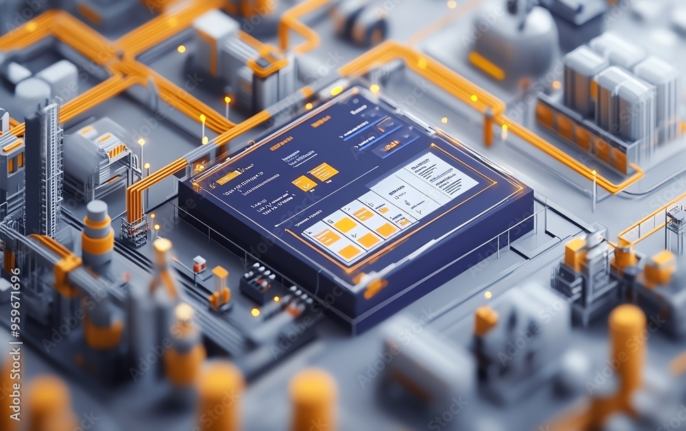 Poster detailed image of automation concept, featuring industrial business process workflow optimization wi