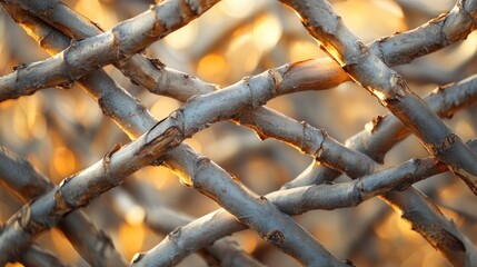 Closeup of interlaced branches creating abstract pattern
