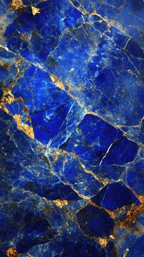 Abstract background of blue lapis lazuli stone with golden veins