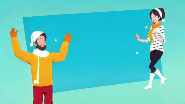 Happy merry christmas animation with couple