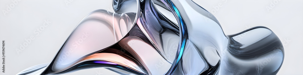 Aufkleber abstract flowing transparent element, glass wave on white background. abstract design object for fut