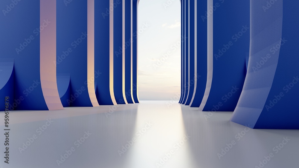 Wall mural abstract architecture background arched interior 3d render