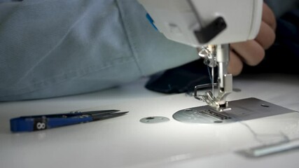 Sewing machine and needle. Sewing machine. Sewing machines making clothes. 