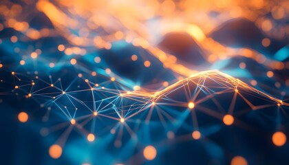 Fototapeta premium Abstract Network of Interconnected Nodes with Glowing Lights