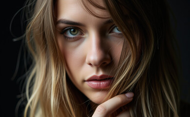 Naklejka premium Portrait of a beautiful model with artistic makeup.