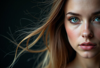 Naklejka premium Portrait of a beautiful model with artistic makeup.