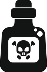 Black poison bottle with a skull and crossbones, indicating its dangerous contents