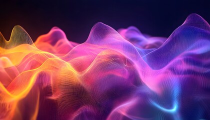 Obraz premium Abstract Digital Landscape with Neon Colors and Grid Structure