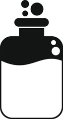Black glyph icon of a potion bottle, with bubbles rising to the surface of the mysterious liquid inside