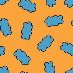 Seamless Clouds on Orange Background. Floating Clouds.