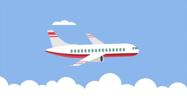 Animated video air plane concept. Full length animation illustration. High quality 4k footage.	
