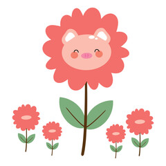 Illustration with cute handwritten pink pig. cute animal wallpapers, backgrounds, cards, stickers