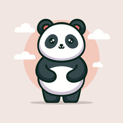 Kawaii panda cartoon vector illustration in flat style