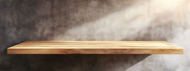 A beautiful, empty wooden tabletop counter in a clean, bright interior, ready for display or product montage.