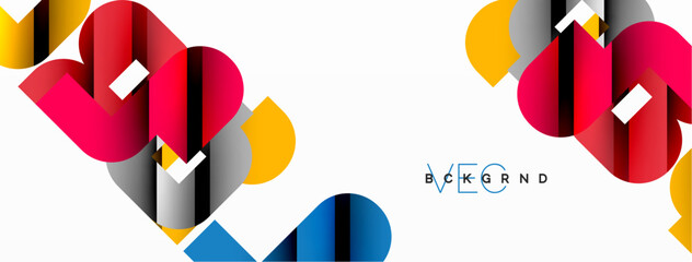 Colorful curve geometric shapes on white