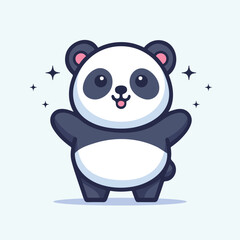 Kawaii panda cartoon vector illustration in flat style