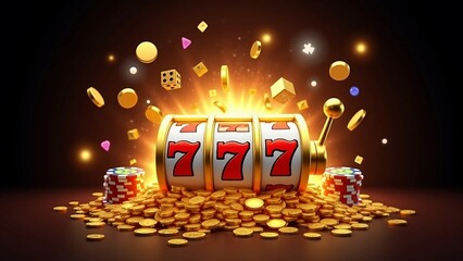 Slot Machine with 777 Winning Combination and Coins