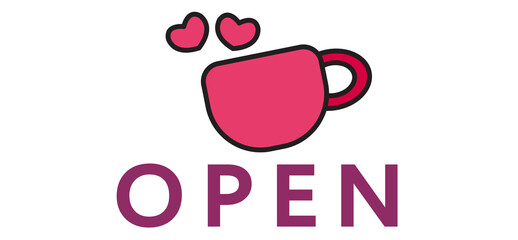 Open sign for coffee shop