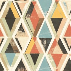 seamless pattern of large diamonds and triangles in soft retro colors