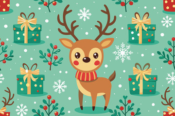 Fototapeta premium christmas background with reindeer