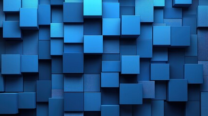 3D blue squares pattern with deep shadows and layered depth, vibrant gradients, dynamic lighting. Abstract and Minimalistic Design Backgrounds