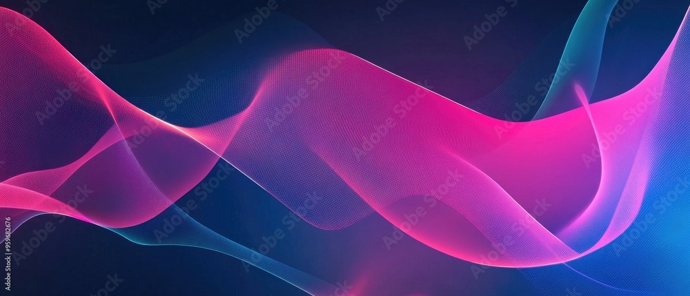Poster abstract illustration featuring a geometric background with pink and blue gradient complemented by n