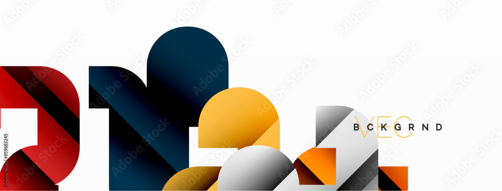 Aufkleber abstract background. colorful geometric curve shapes with black shadow lines effects