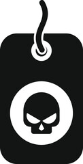 Black skull tag with string is showing death and danger concept