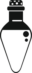 Simple vector icon of a corked glass bottle containing a bubbling potion, isolated on a white background